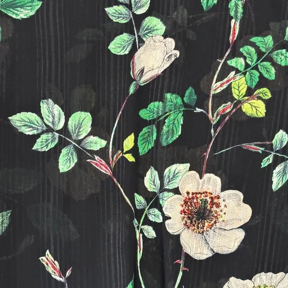 H&M Ruffle Sleeve Floral Blouse - Black & Green Size 6 - Picture 7 of 10